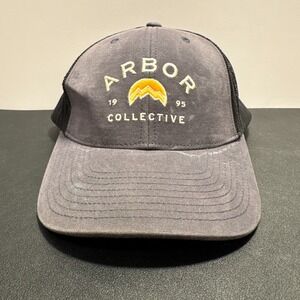 Arbor Collective Hat Cap Gray Trucker Snap Back Mesh Outdoor Logo Embroidery